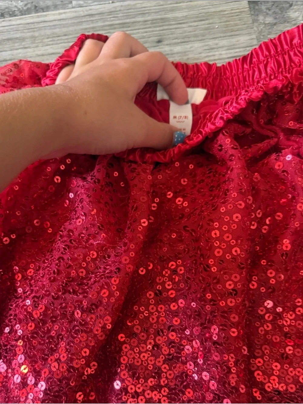 3 cute washed skirts, and sequence on all of them. For kids.